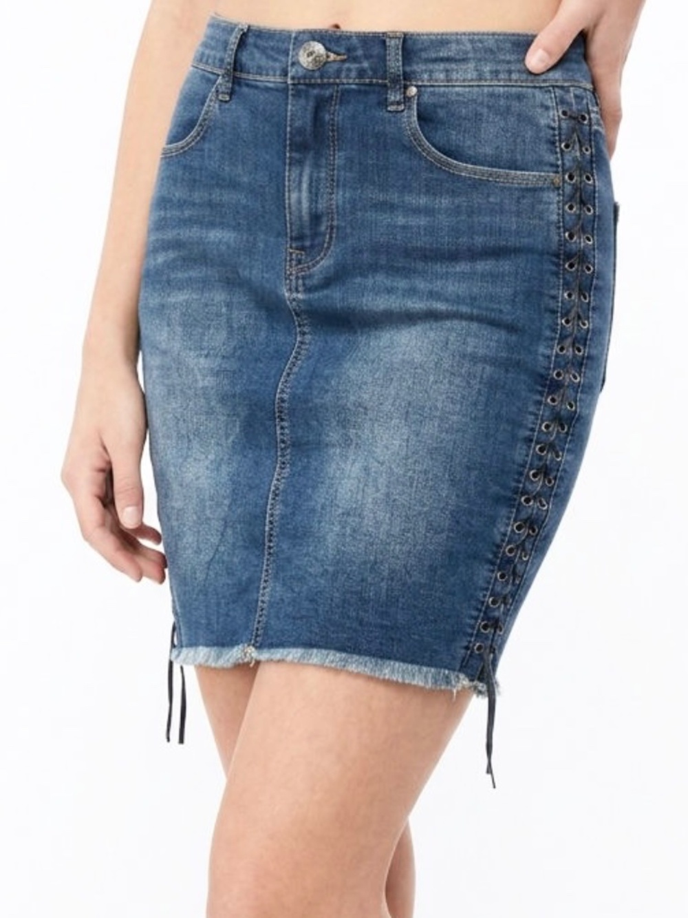 NWT🤩 |•JEANS BY BUFFALO•| Denim Stretch Lace Up Sides Size 30/10